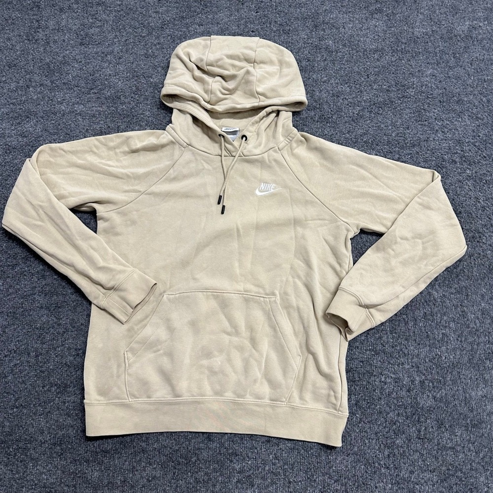 Nike Hoodie Womens Size XS Beige Tan Raglan Sleeve Pullover Embroidered Logo